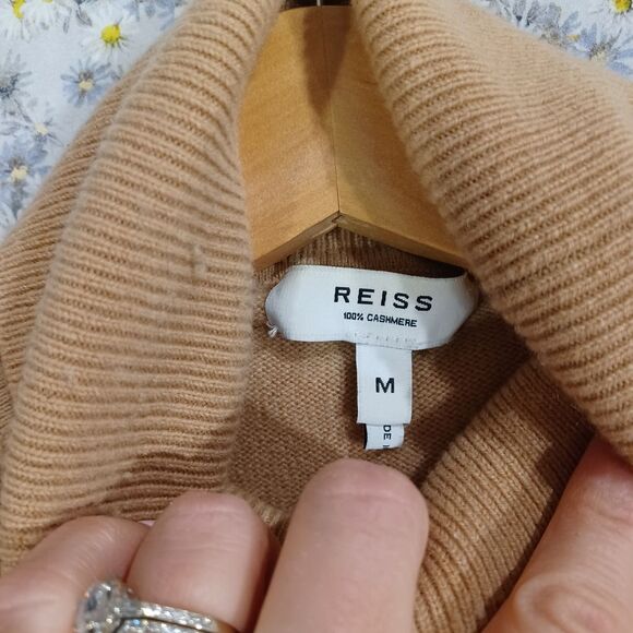 Reiss Men’s Regal 100% Cashmere Roll Neck Sweater in Camel Biege Size M - Picture 7 of 10